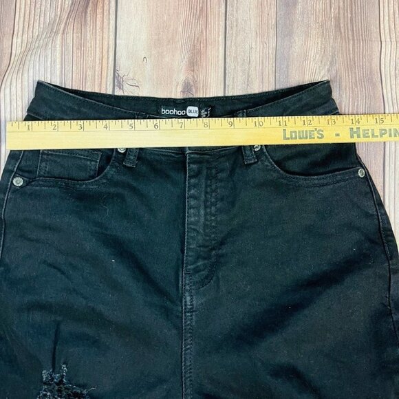 Boohoo Blue Black Jeans Distress High Waist Skinny Jeans Size 6 - Picture 5 of 12